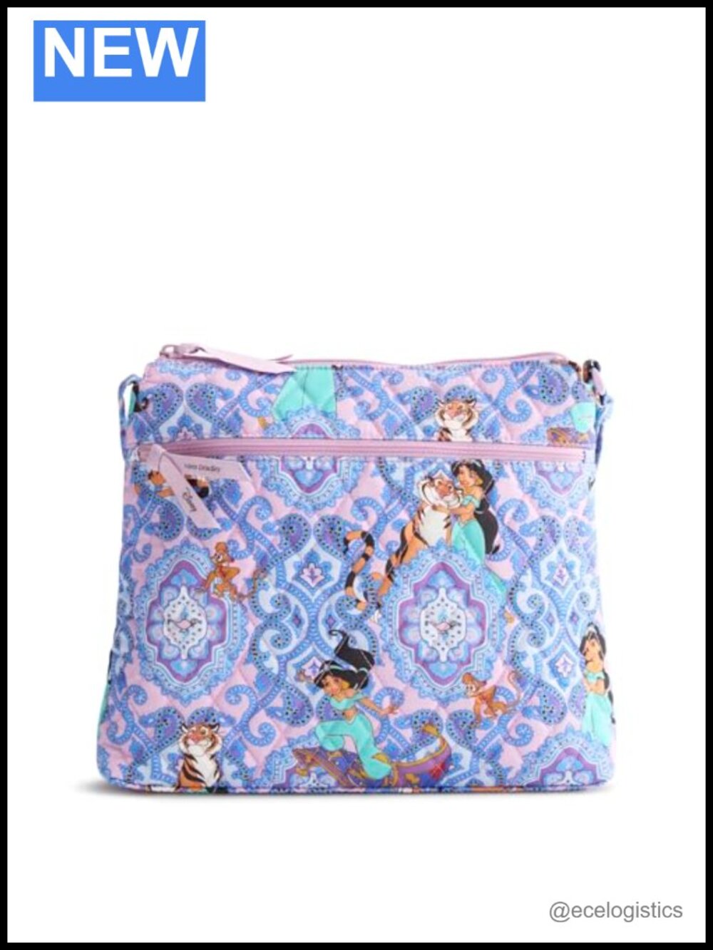 Vera Bradley Cotton Crossbody Bag with Adjustable Strap, 3 Zippered Compartments